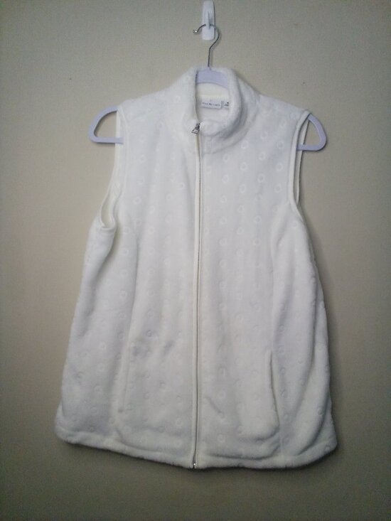 Kim Rogers Jackets & Blazers - Kim Rogers Fleece Vest Women M Full Zip Sleeveless Soft Pockets White